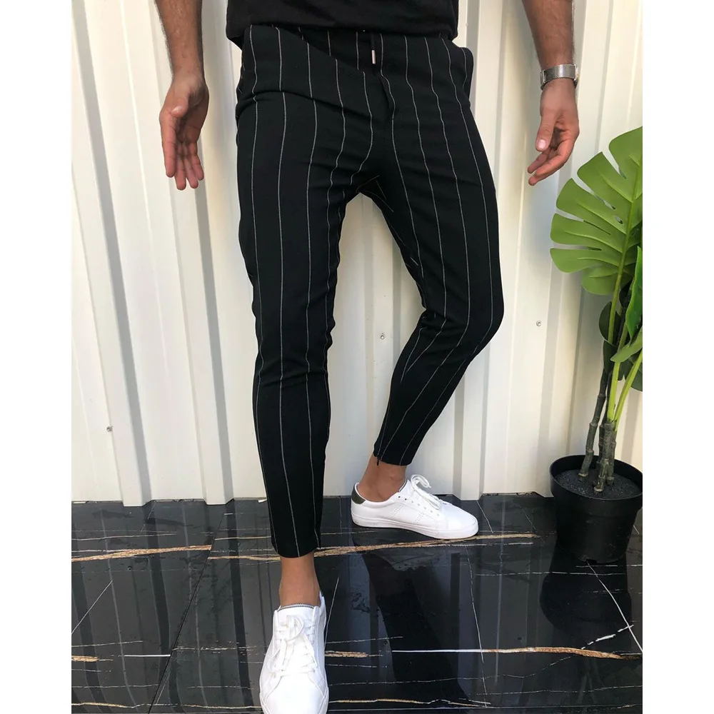 

Men's Pants Striped Joggers Trousers Male Casual Summer Social Slim Fit Streetwear Clothing SweatpantsHip Hop Soft Elastic 2021, Black,navy,light grey,dark grey