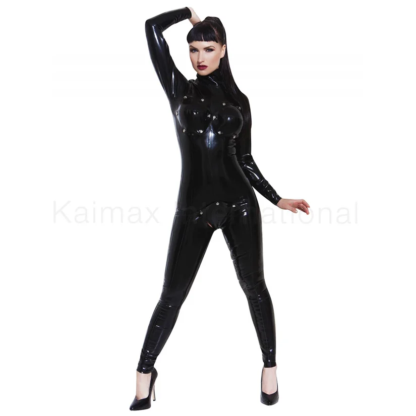 
Hot Sexy Women Full Sleeve black fetish BDSM Latex Catsuit Costume Bodysuit Playsuit 
