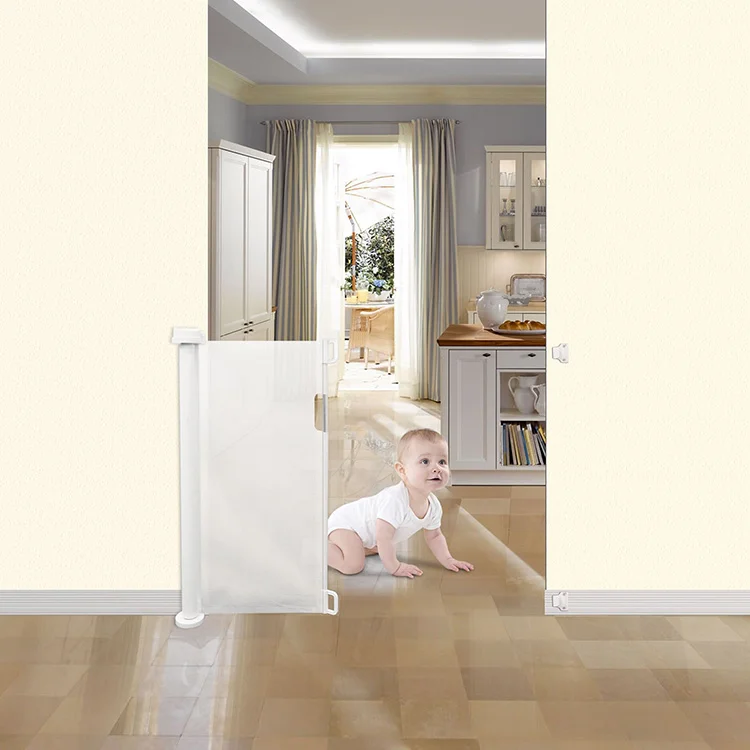 

Retractable Safety Gate - Super Safe 33" Tall and Opens up to 52", White, custom