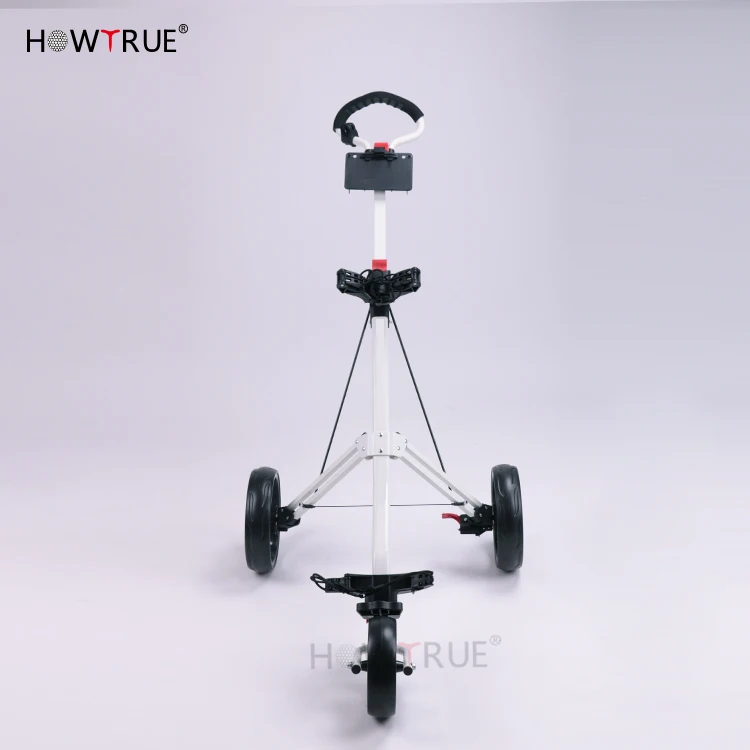 
Outdoor golf three-wheeled trolley folding white aluminum alloy with brake function 