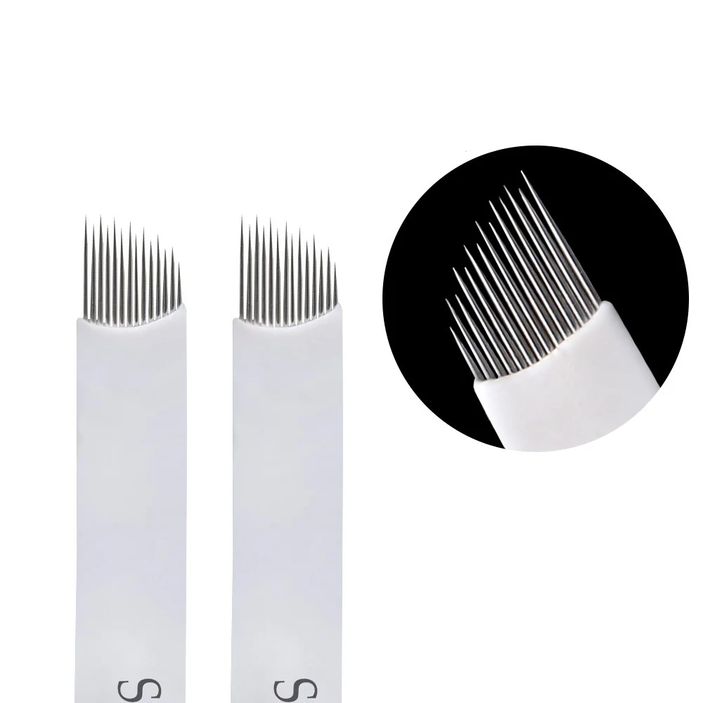 

Lushcolor Disposable Sterilized #14 White Wave Curve Blade Microblading Disposable Blade For Hairstroke and Shading