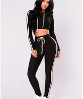 

Custom Sports Crop Top Long Pant Tracksuit Workout Clothing 2 Piece Outfit for Women