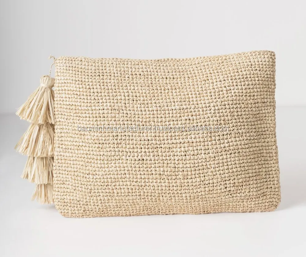 woven raffia clutch