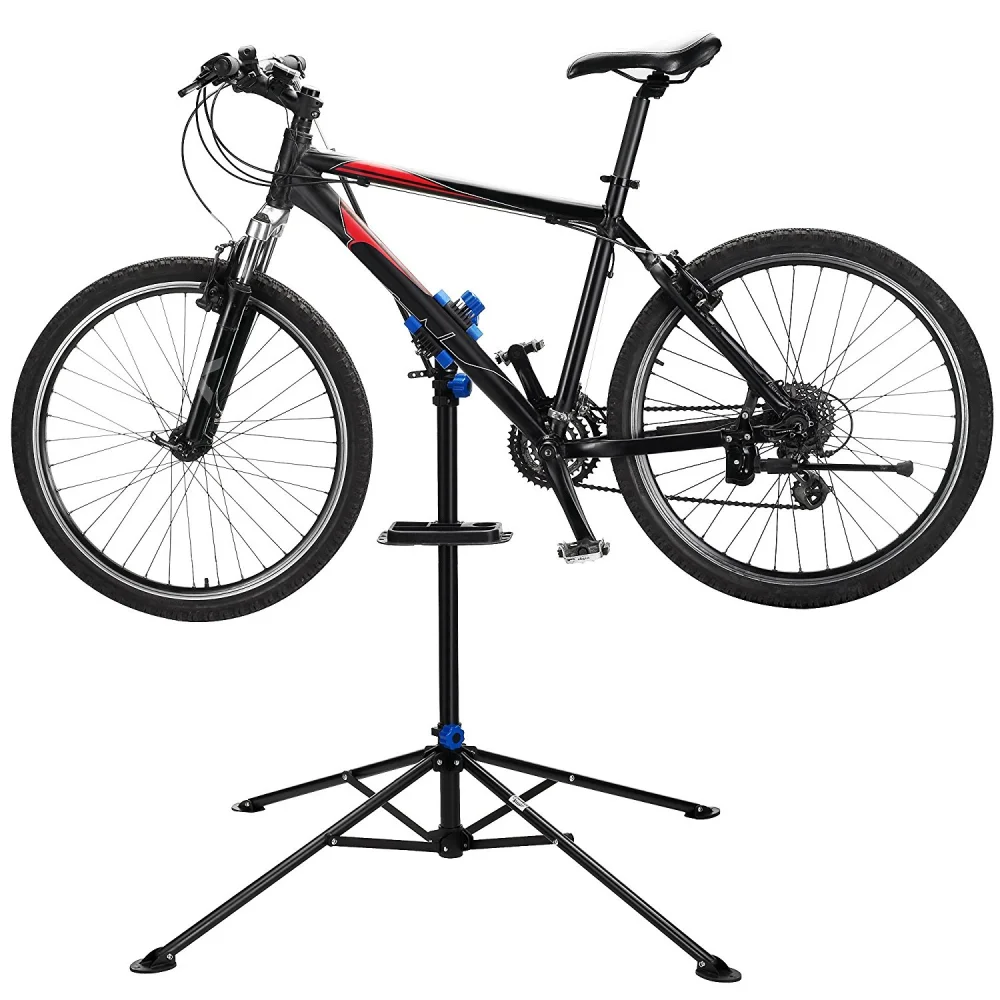 

Adjustable height 360 degree rotation multifunctional tray bike repair rack bicycle parking tools