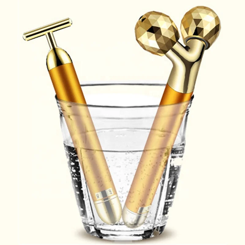 

Electric Anti Aging 3D Massage Roller Energy Beauty Bar Massage Tool Massage Facial Skin and Body, Golden