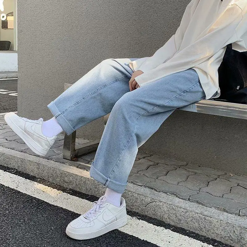 

Fashion Jeans Men's Trendy Pants 2021 New Autumn And Winter Casual Loose Straight Wide-Leg Trousers Large Size Male Streetwear