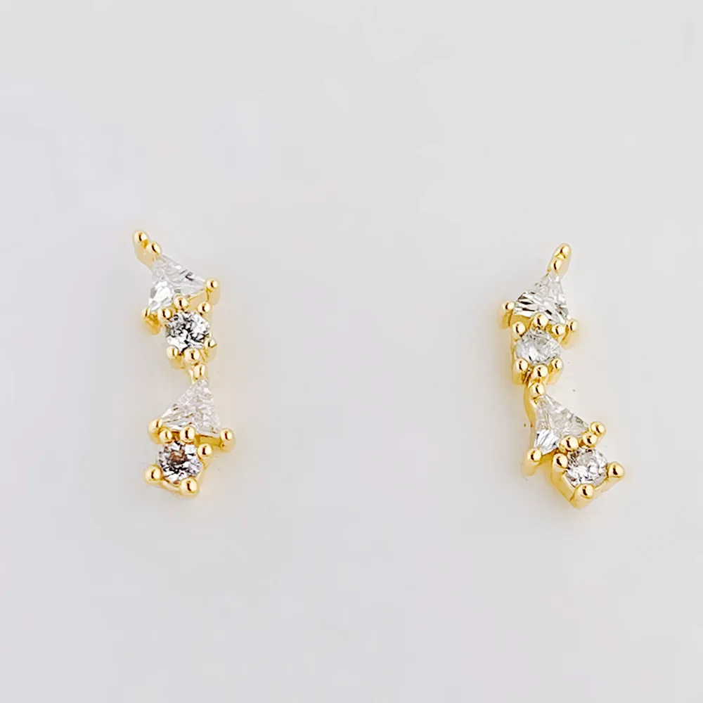 

YE10109 Manufacture New Design Delicate Geometric 3A Zirconia 925 Sterling Silver 18K Gold Plated Stud Earring Jewelry