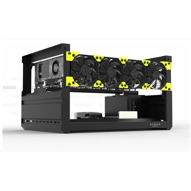 

Stackable Mining Rig VEDDHA Aluminum T2 6GPU Frame Case for Bitcoin Ethereum Zcash Crypto, Black