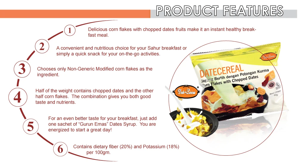 Breakfast Cereal Healthy Non Gmo Corn Flakes With Date Fruit Buy Corn Flake Cereal Box Breakfast Product On Alibaba Com