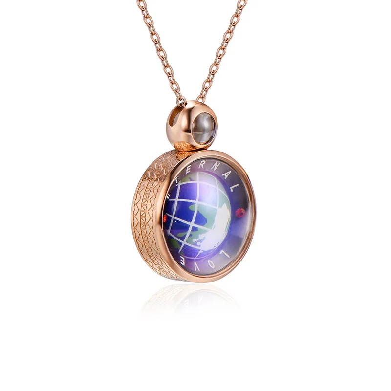 

Hot New Style Stainless Steel Pendant High Quality Earth And Starry Sky Necklace, Rose gold