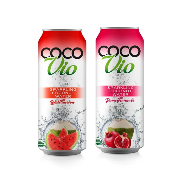 
COCO VIO Juice Puree Bottle - Watermelon Flavoured Sparkling Coconut Water Sterilized Sugar-free Can (tinned) Filtered Favored 