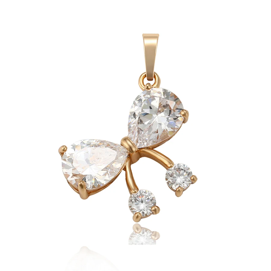 

36296 xuping new arrival fashion cute white big zircon butterfly pendant gold plated pendant jewelry