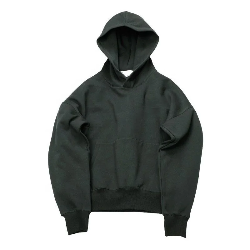 

High Quality No String Heavyweight Cotton Hoodies Pullover Customized Plain Black Cut And Sew Hoodie Dropshipping