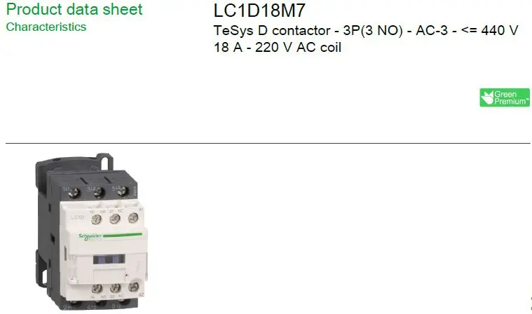 Schneider LC1D18M7C Telemecanique Contactor 220VAC 18A New 