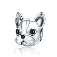 

925 Sterling Silver Loyal Partners French BULLDOG Doggy Animal Beads fit Women Charm Bracelets Dog DIY Jewelry