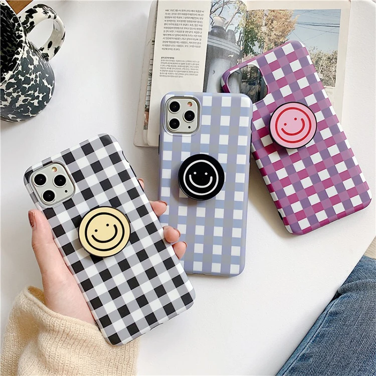 

Plaid Smiley Popping Sockets Phone Case For iPhone 11Cases For iPhone case Phone Case, Multi