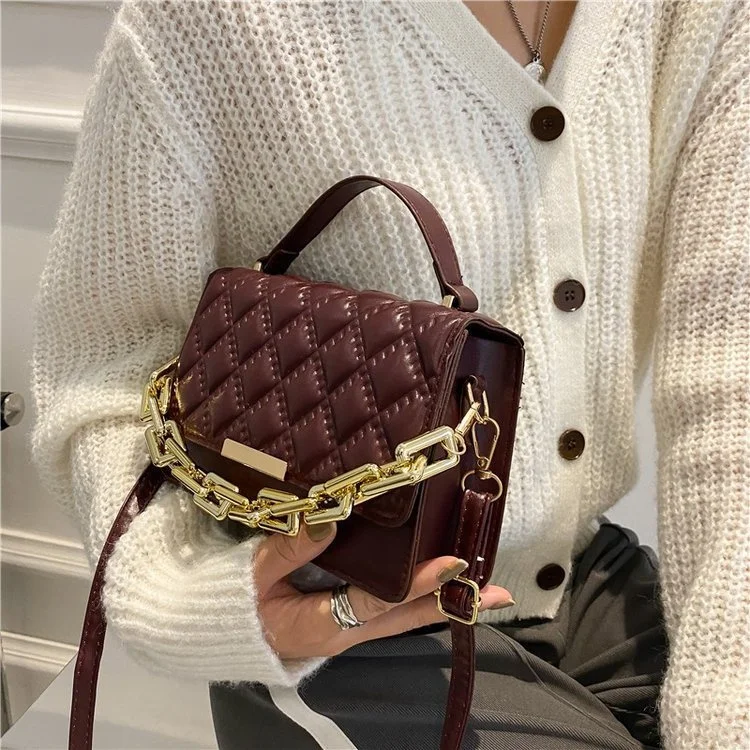 

China Supplier Cheap tb Pu Leather Bag Women Hand Bags Luxury Lattice Adjustable Flap Handbags