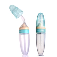 

Food grade baby products do not contain bisphenol a silicone bottle 90ml with baby spoons silicone feeding spoon