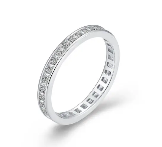 

Peishang 925 Sterling Sliver Rhodium plating Jewelry Diamond Circle Ring For Women or Men