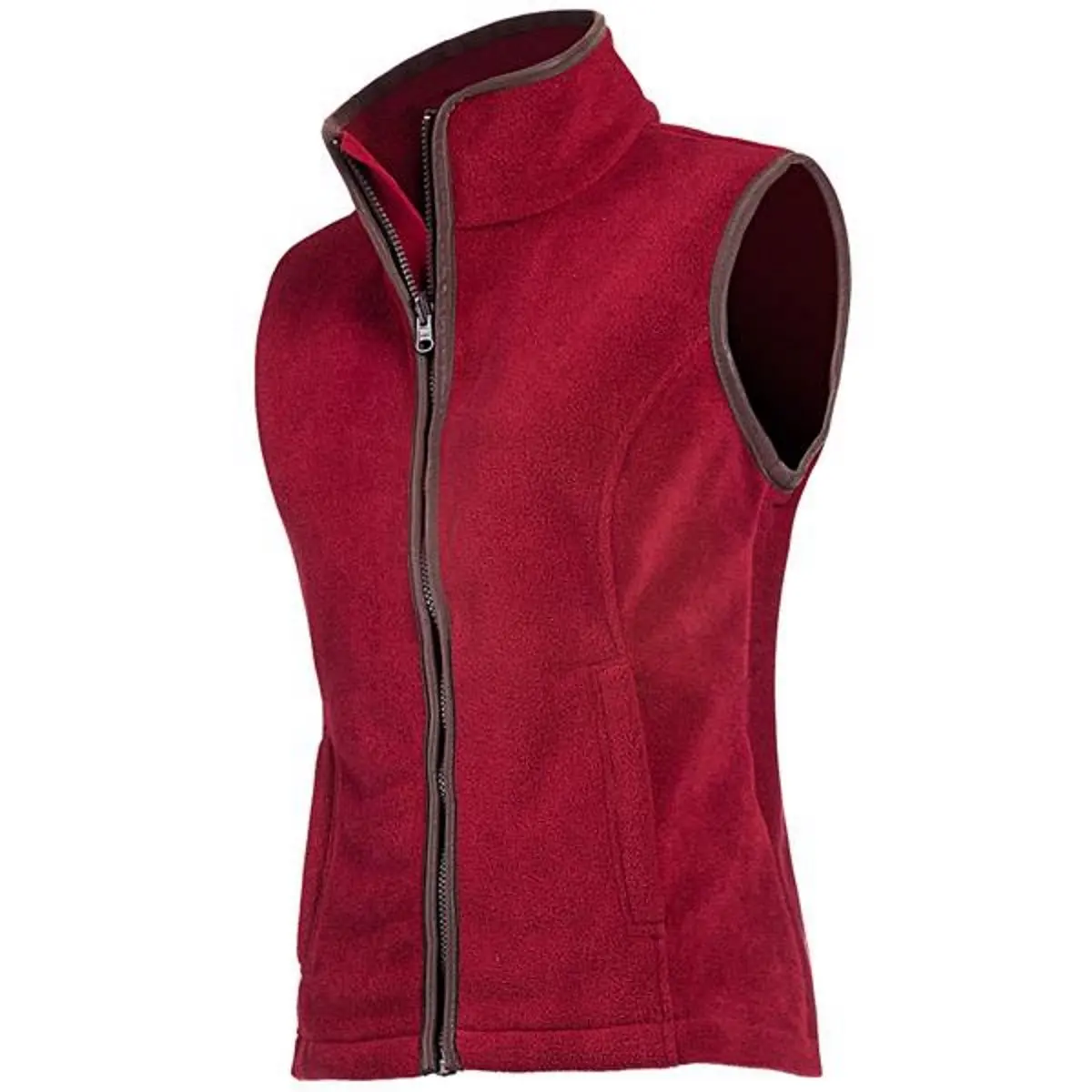 women's fleece gilet with leather trim