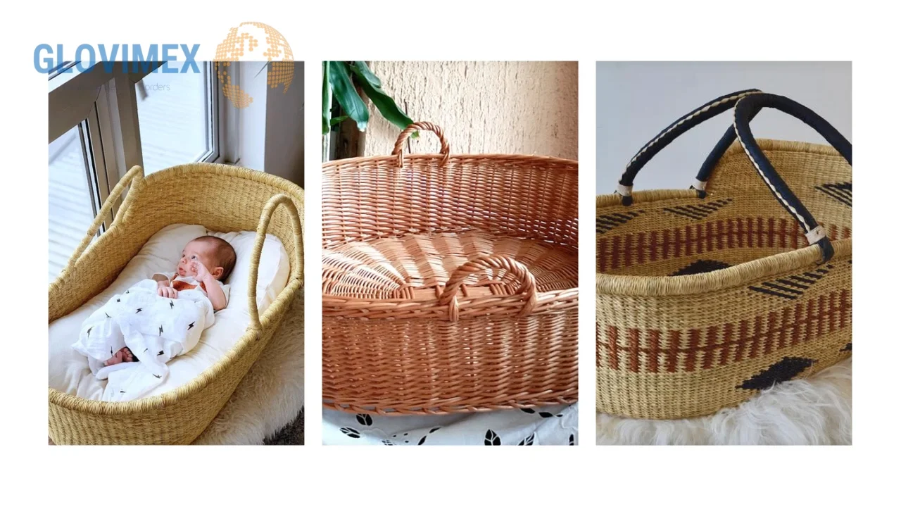 New Arrival Rattan Seagrass Moses Basket Baby Carrier Basket Weaving For Laundry Bathroom From