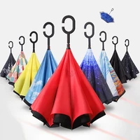 

Wholesale Promotional Reverse Automatic Folding C Handle Umbrella Custom Printed Logo Inverted Reverse Umbrella