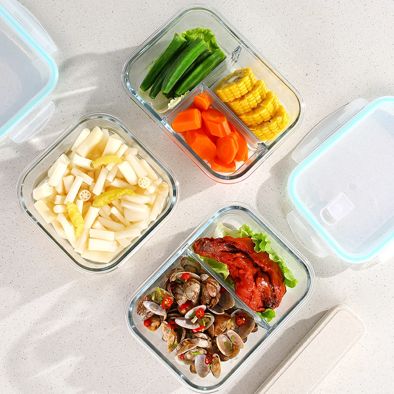 

ECO-Friendly Glass food container with lid glass lunch box microwavable lunch container sets