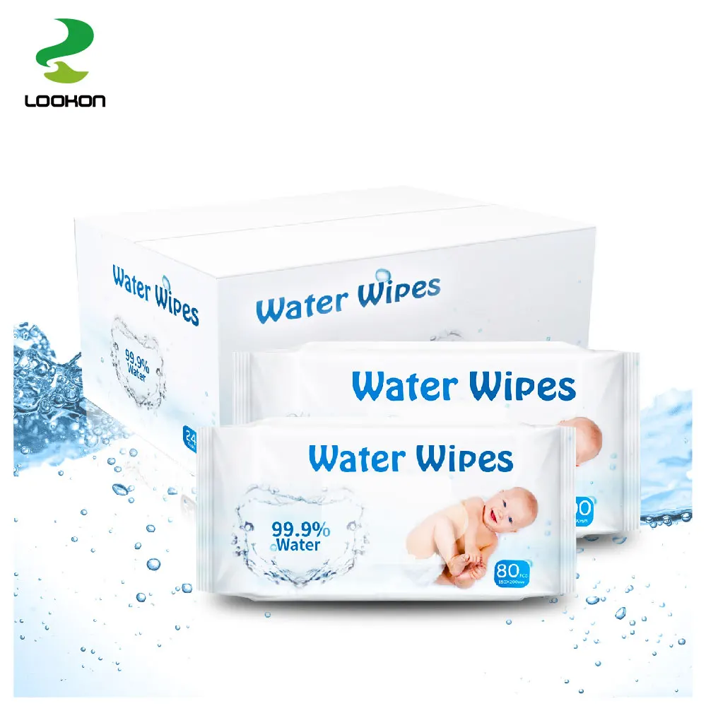 

Lookon 12 pack cotton wipes 99% water organic aloe vera baby water wipes soft pack water based baby wipes alcohol free