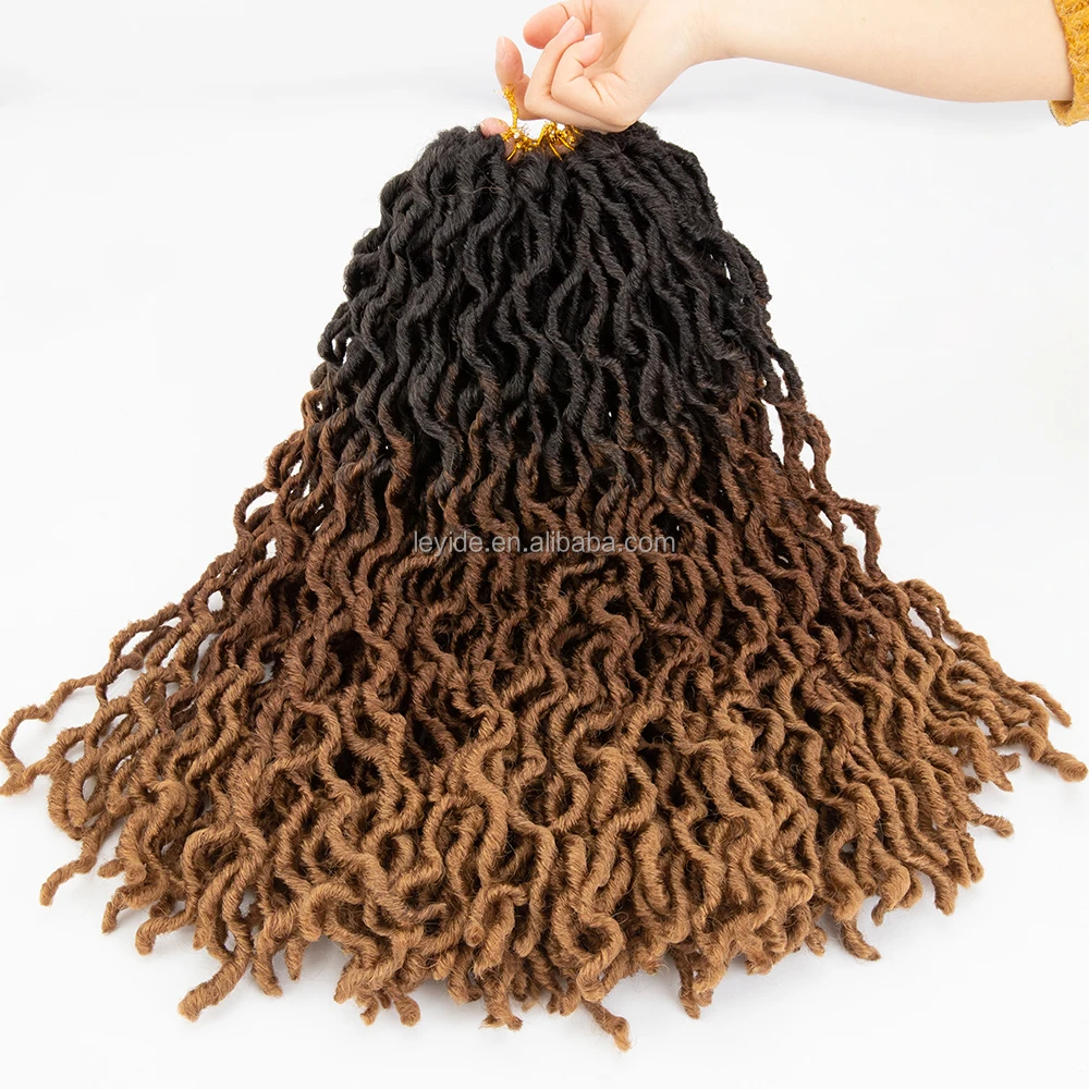 

AliLeader Ombre Gypsy Locs Crochet Braid Wavy Goddess Faux Locs Synthetic Twist Hair Extensions 24 Strands African Braid, 6 colors available