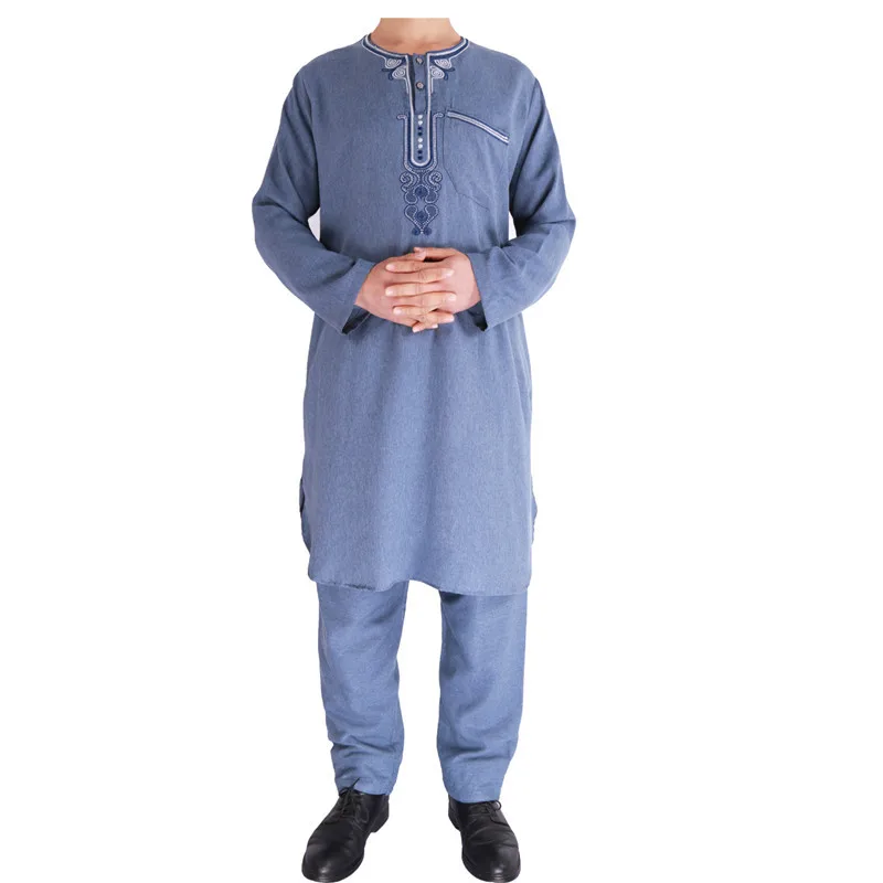 

2021 New Muslim Robe Solid Long Plus Size Prayer Set Muslim Men Clothing, Picture