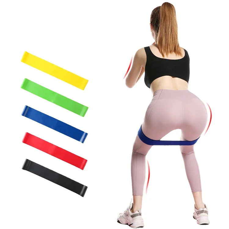 

High quality heavy rod latex mini resistance bands, Green/red/yellow/blue/black