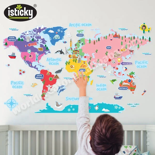 
Removable Home Decal World Map Kids Room Decorative Wall Stickers 