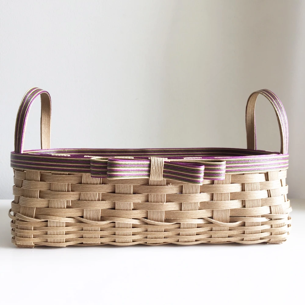 Wholesale Recycled Natural Paper Woven Baskets Fruit Basket Cheap Price