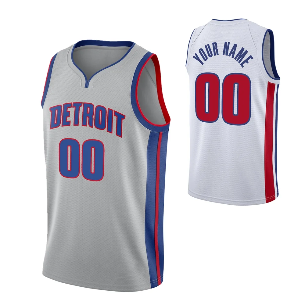 

Cheap Stitched Name Number Custom Blank Detroit Basketball Jersey Blue Grey Red 2021/22 For Men Youth, Custom accepted
