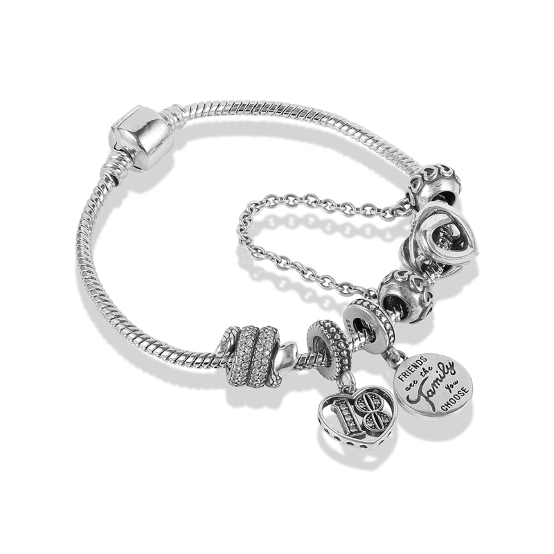 

925 silver high quality bracelet charms digital round card lettering pendant factory wholesale
