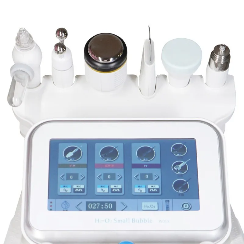

Portable 6 in 1 Korea facial machine h202 small bubble jet peel oxygen facial machine, White