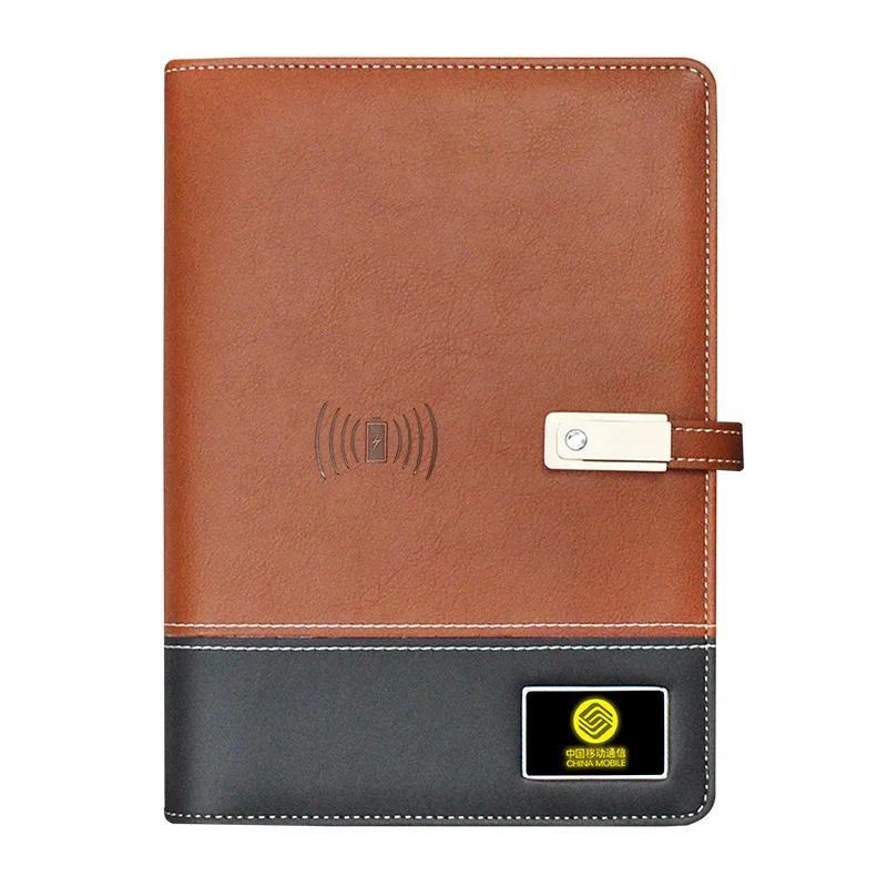 

Wireless Power Bank Notebook Oem LED Logo Powerbank Diary with Power Bank And USB
