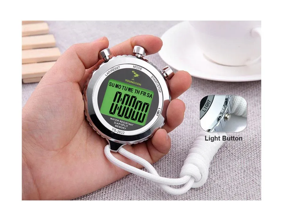 

LCD Digital Display Chronograph Running Sports Counter and Stopwatch, Sliver