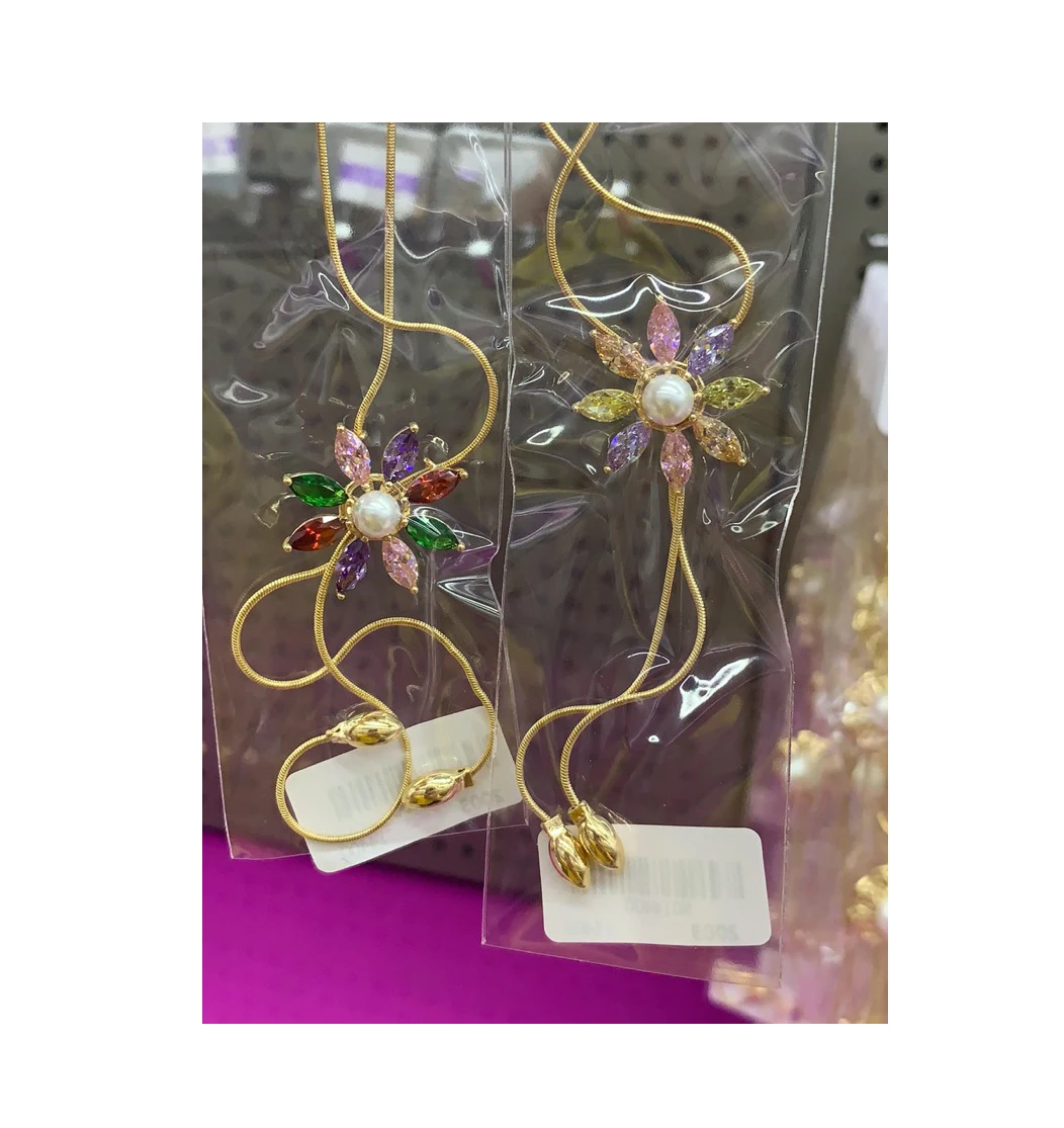

a01xuping jewelry Hot Gold Jewelry long flower Necklace For Women