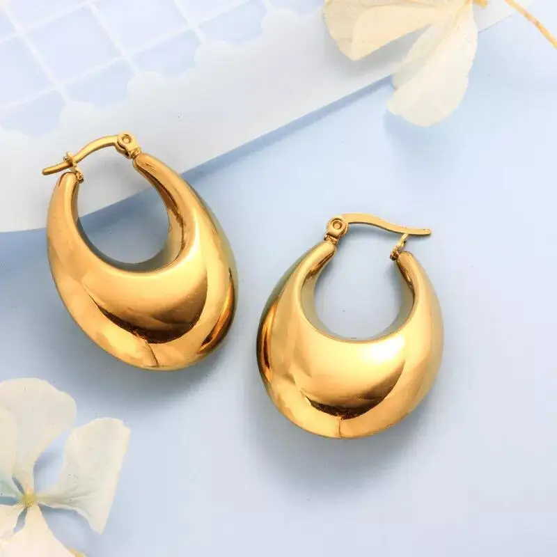 

18k gold plated stainless steel Minimalist Style earring stainless steel hoop earring for women
