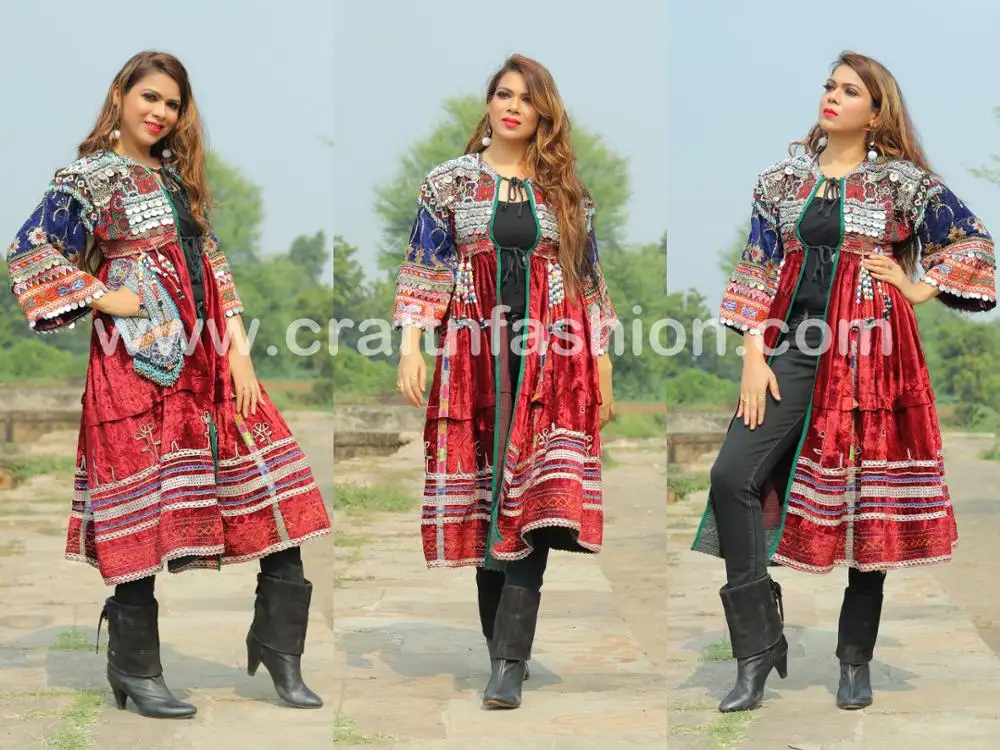 
Vintage Afghan Wedding Kuchi Dresses - Bohemian Afghan kuchi tribal dress - Tassels coins vintage kuchi clothing 