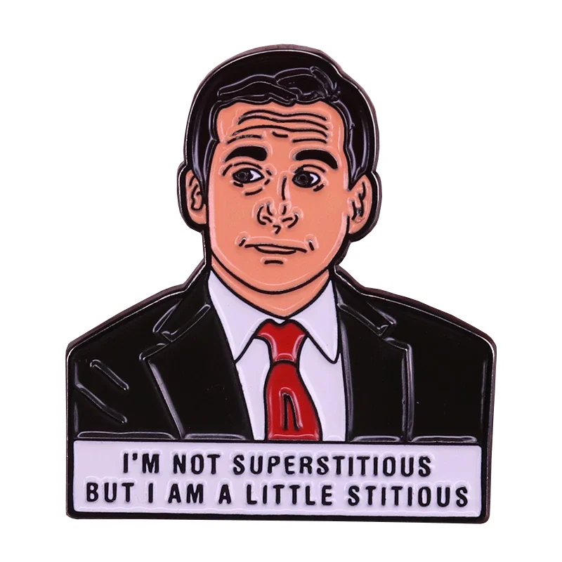 

Superstitious The Office Quote Lapel Pin Funny Tv Art Decor