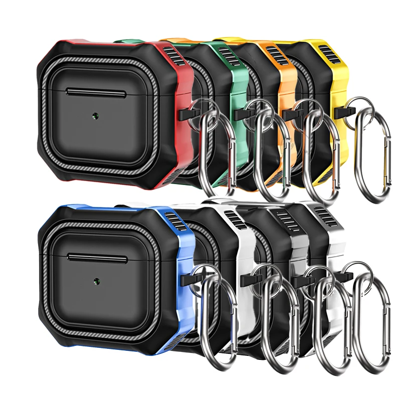 

Luxury Cover for AirPods 3 Case PU Leather Protective Case for Airpods 2021 Texture Bumper with Keychain Carabiner, Multi colors