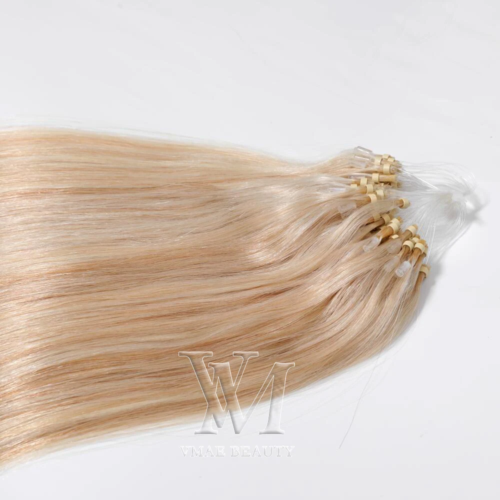 

VMAE 11A Virgin Russian Hair P27-613 Blonde Piano Color 100g Straight Double Drawn Keratin Micro Loop Ring Human Hair Extension