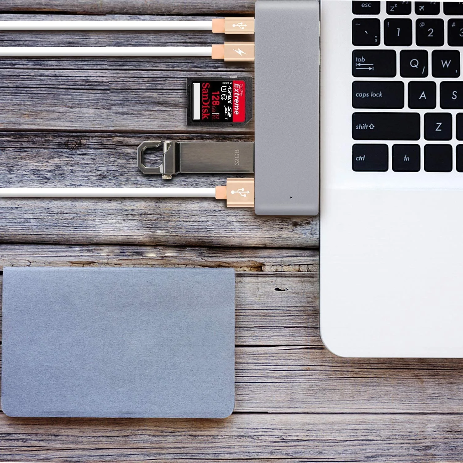 

6 in 2 multifuctionele USB Type C Hub naar 2 x USB 3.0 Poort Poort Micro SD reader SD Kaartlezer USB C Hub, Silver