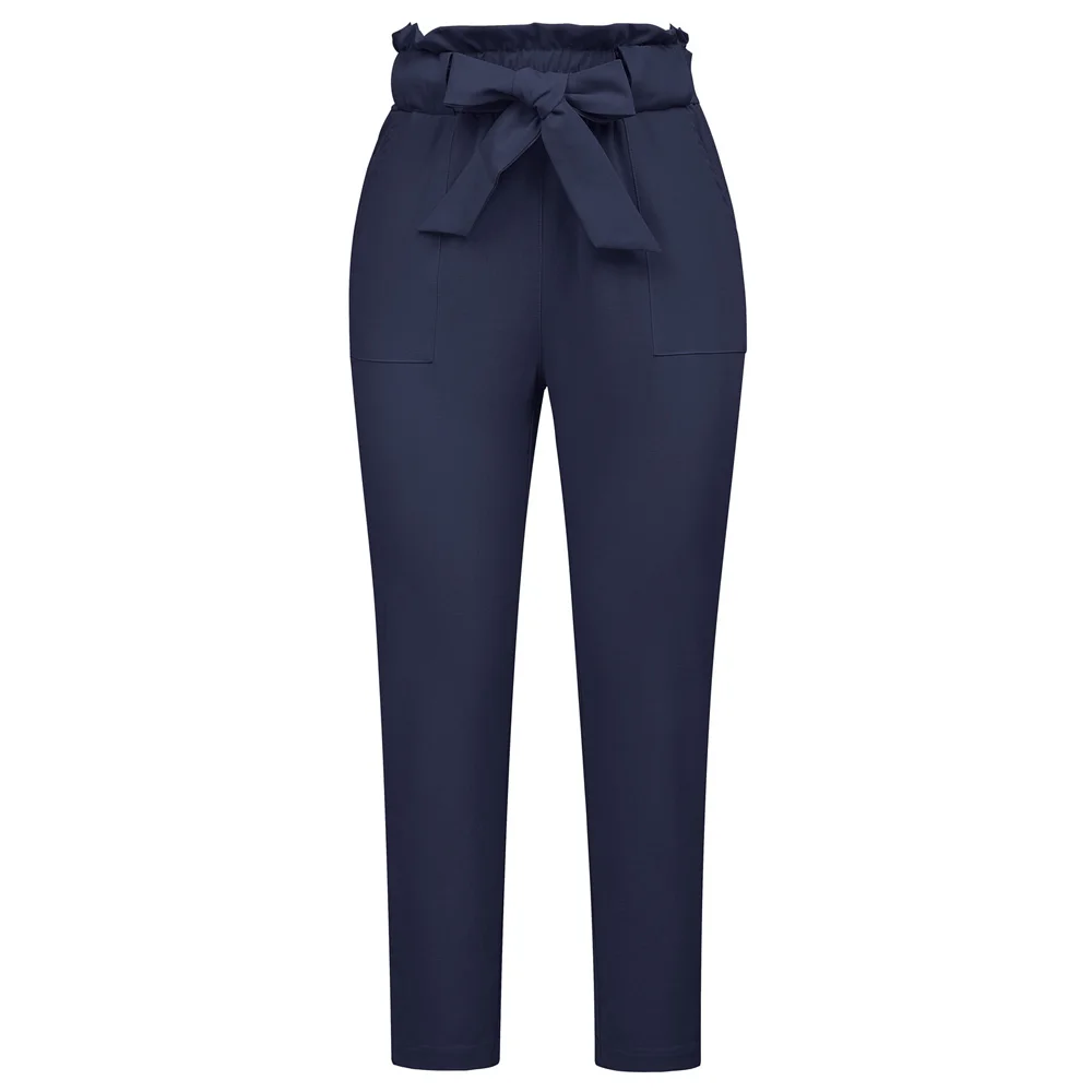 high waisted slim fit trousers