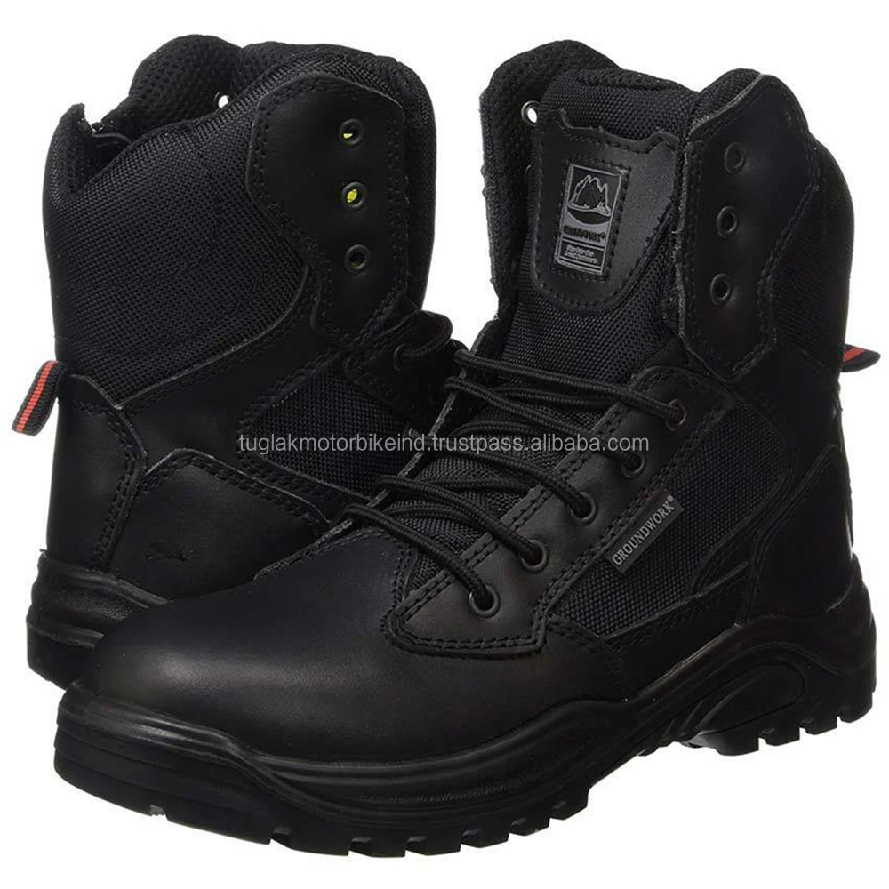 MENS GROUNDWORK POLICE LEATHER MILITARY STEEL TOE CAP WORK SAFETY SHOES BOOTS SZ 