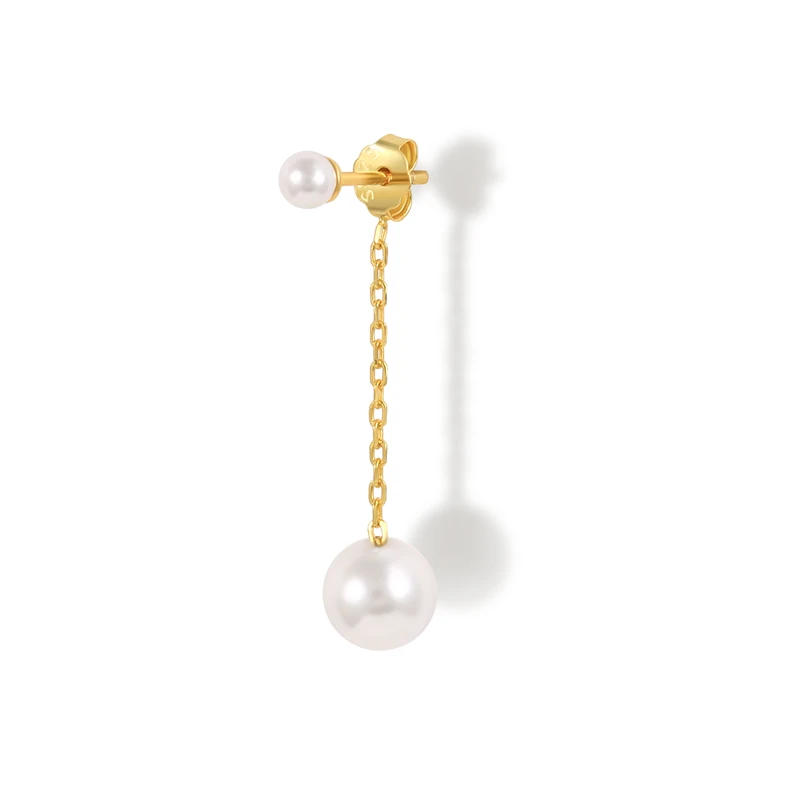 

Canner Vintage Korean Style S925 Sterling Silver 18k gold plated pearl ball charm dangle earrings