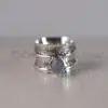 indian wholesaler rainbow moonstone womens spinner band 925 silver blue fire gemstone everyday use ring