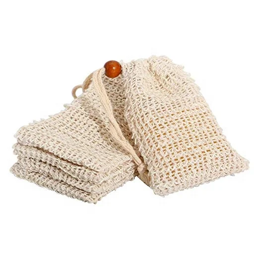 Wholesale Reusable Foam Natural Linen Net Pouch Bag Drawstring Loofah ...